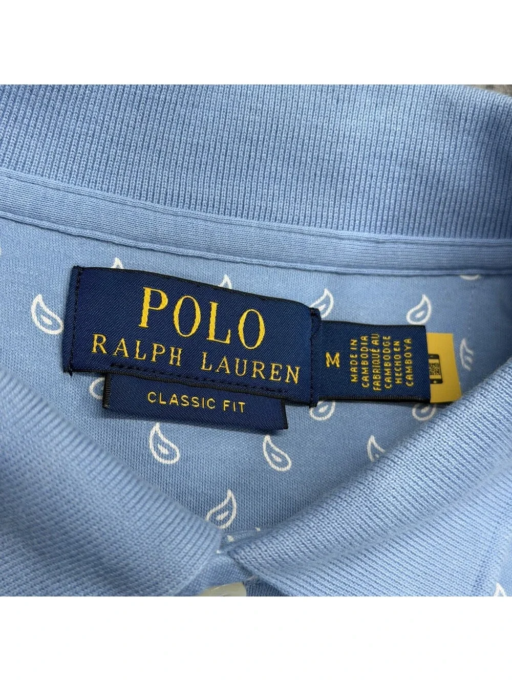 Polo Ralph Lauren Shirt Mens M Classic Fit Blue Paisley Geometric AOP Preppy
